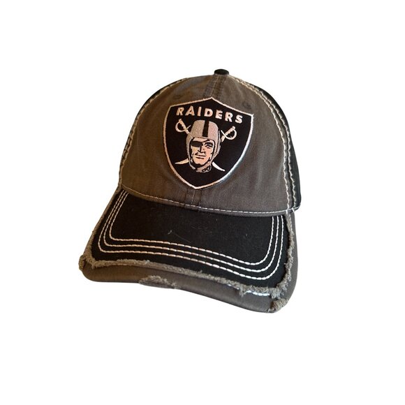 Las Vegas Raiders Adjustable Distressed Black Cap By Otto - Picture 1 of 6